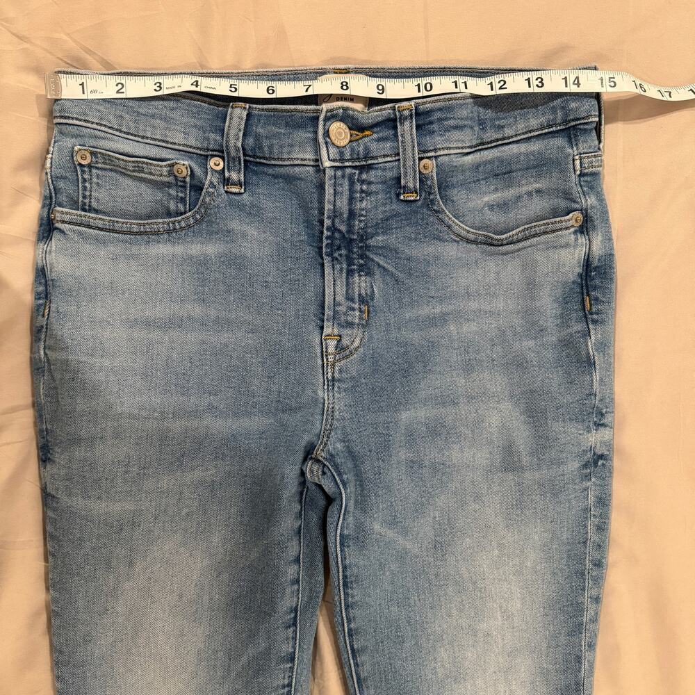 J. Crew 9" High-Rise Toothpick Skinny Jean Raw Hem in Hamden Wash Size 28 - Picture 10 of 13